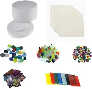 1 Large Microwave Kiln & 5 Bags Fusing Glass & 10pcs Kiln Paper for Glass Fusing