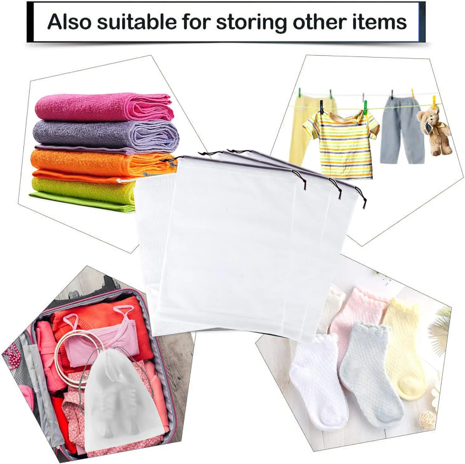 12PCS Translucent Travel Shoe Bags with Drawstring - Clear Dust-proof Storage Organizer Pouch Multi-functional Bag (Small - 16" x 12")