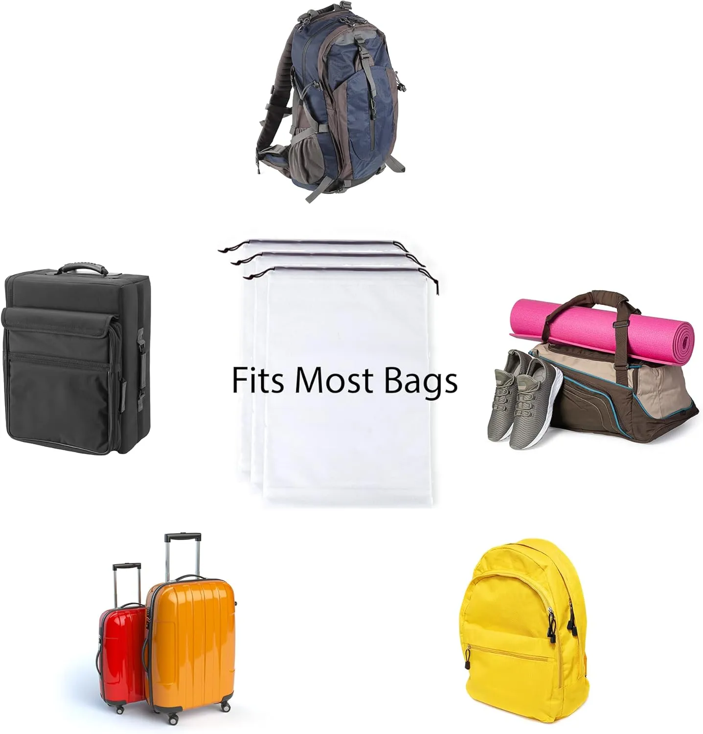 12PCS Translucent Travel Shoe Bags with Drawstring - Clear Dust-proof Storage Organizer Pouch Multi-functional Bag (Small - 16" x 12")