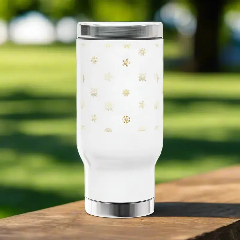 14oz Snowflakes Stainless Steel Mug for Outdoor Vibes