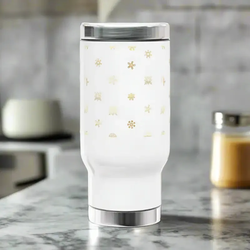 14oz Snowflakes Stainless Steel Mug for Outdoor Vibes