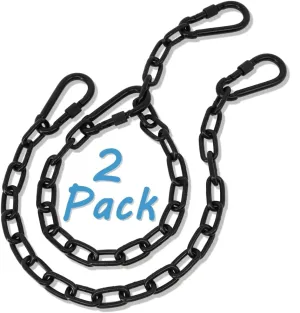2 Pack 25in Hanging Swing Chain with 4 Carabiners, 440LB Capacity Hanging Kits Heavy Duty Hanging Chair Hardware for Hammock Swing Hanging Chair Punching Bags Sandbag Indoor Outdoor Yoga Gym (Black)
