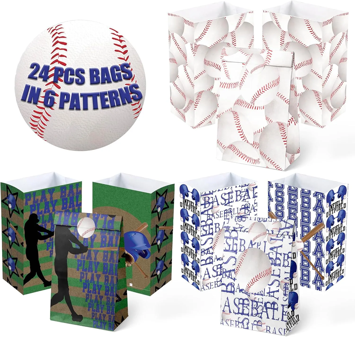 24 Baseball Party Favor Bags Baseball Goodie Bags Baseball Party Favors for Kids Baseball Birthday Party Supplies