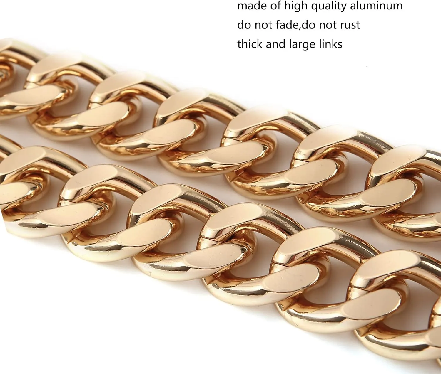 25 Inch Trendy Chunky Metal Chain Purse Handle Shoulder Strap Replacement for Handbag (Gold)