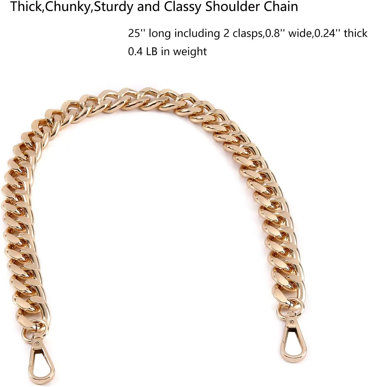 25 Inch Trendy Chunky Metal Chain Purse Handle Shoulder Strap Replacement for Handbag (Gold)
