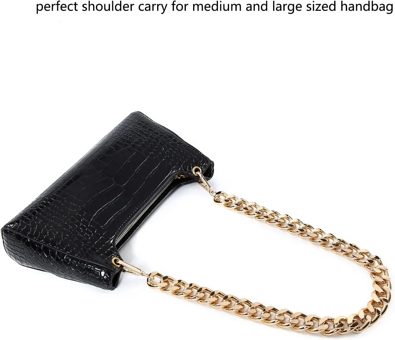 25 Inch Trendy Chunky Metal Chain Purse Handle Shoulder Strap Replacement for Handbag (Gold)