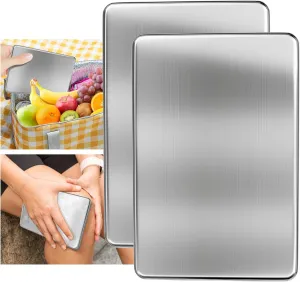 2PCS Ice Packs for Lunch Boxes Reusable Stainless Steel Ice Packs, No Water Needed, for Coolers, Camping, and Picnic Baskets Metal Bento Box Ice Packs Keep Food and Drinks Fresh and Cool