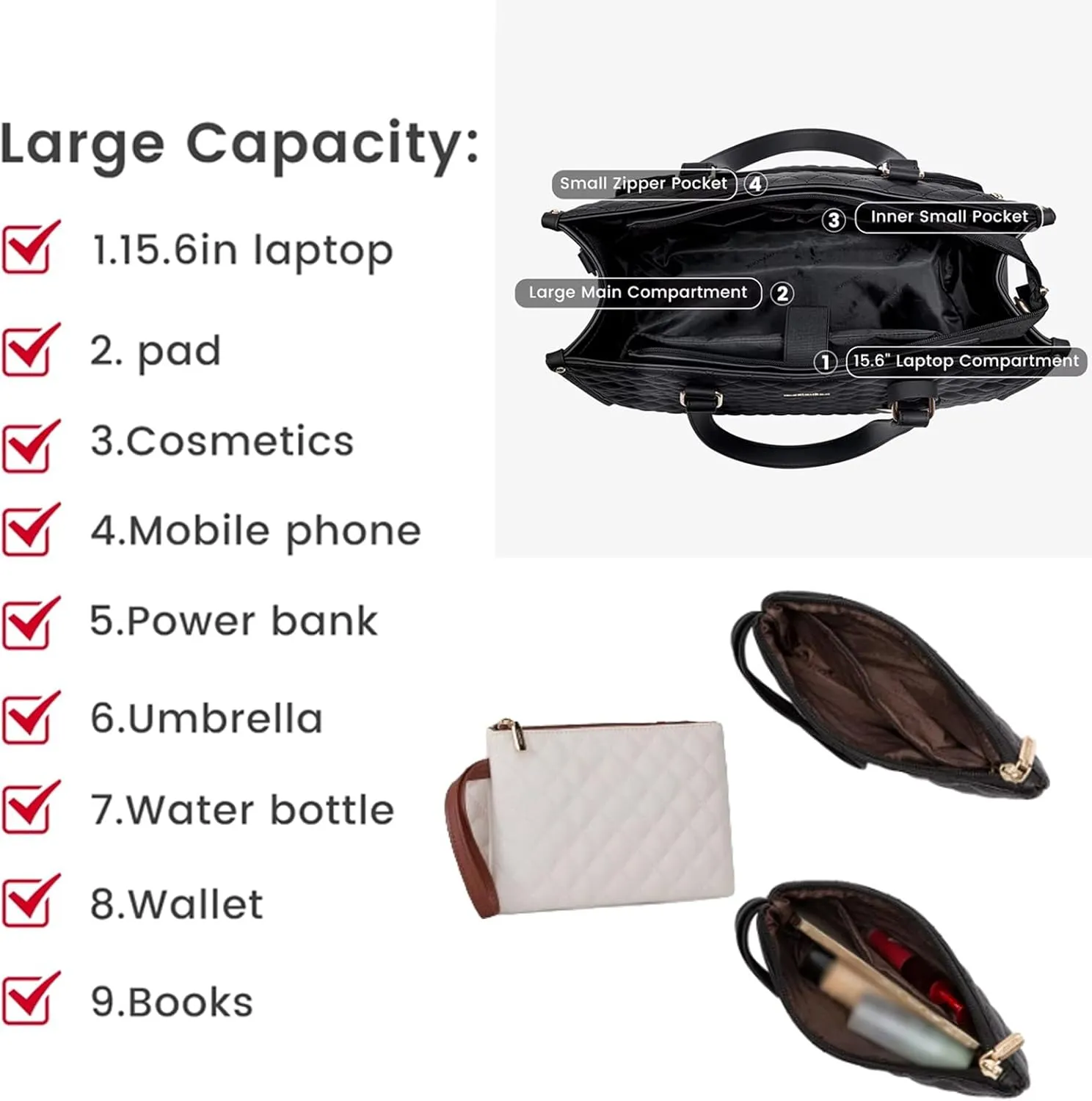3 in 1 Lunch Tote Bag for Women,Laptop Bag with Insulated Lunch Compartment,Purse and Tableware Set,Quilted Large Capacity Leakproof Cooler Handbag with Storage Pocket for Work,Travel(Khaki 1)