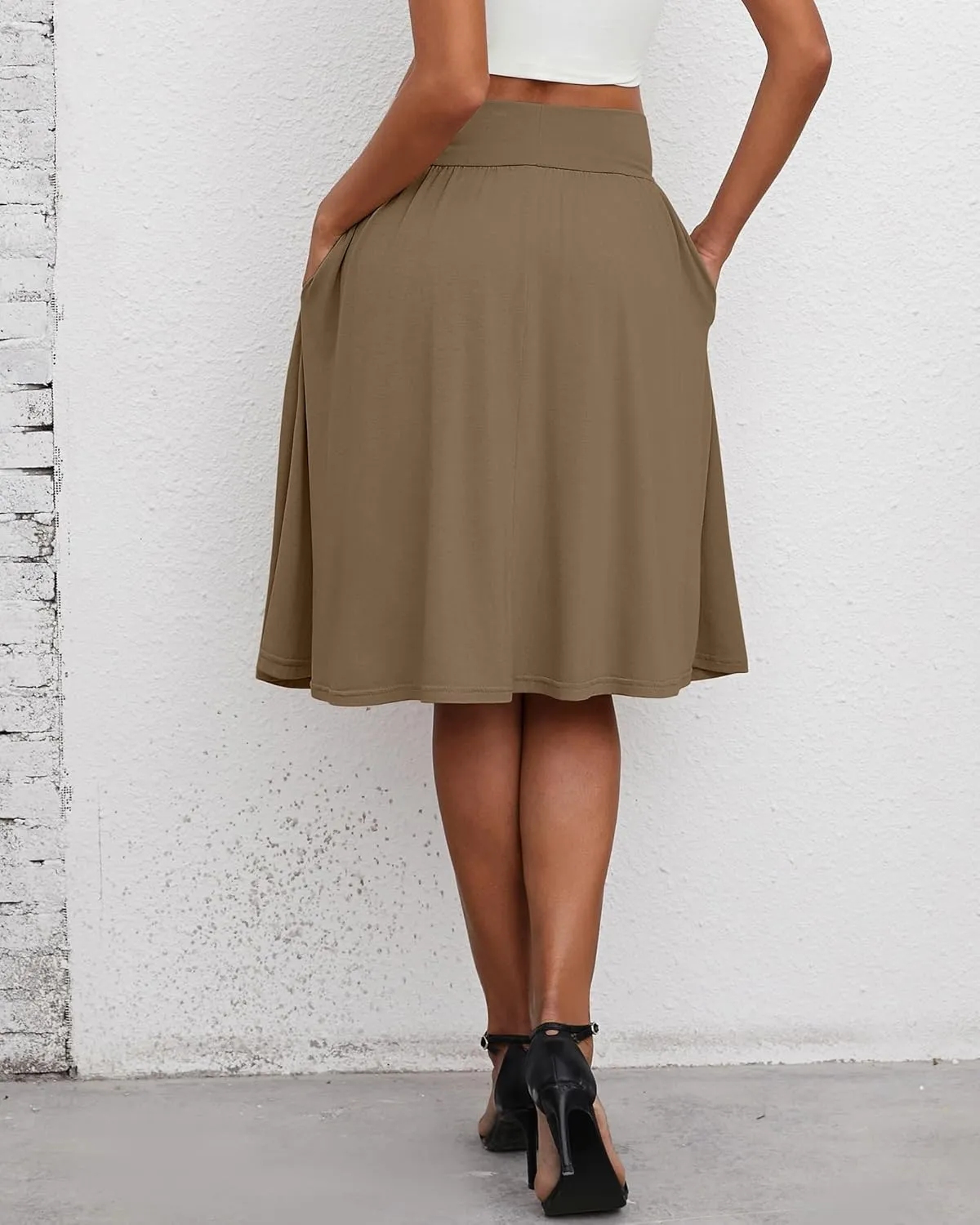 3 Pcs Womens Midi Skirts Knee Length with Pockets Casual High Waisted 2025 Trendy Summer Midi Skirt for Ladies