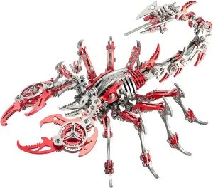 3D Metal Scorpion Puzzles for Adults: 3-D Puzzles Metal Model Kits to Build DIY Assembly Mechanical Puzzle Building Block Toys with Tool Brain Teaser Craft for Home Decor (Metal Scorpion-Red)