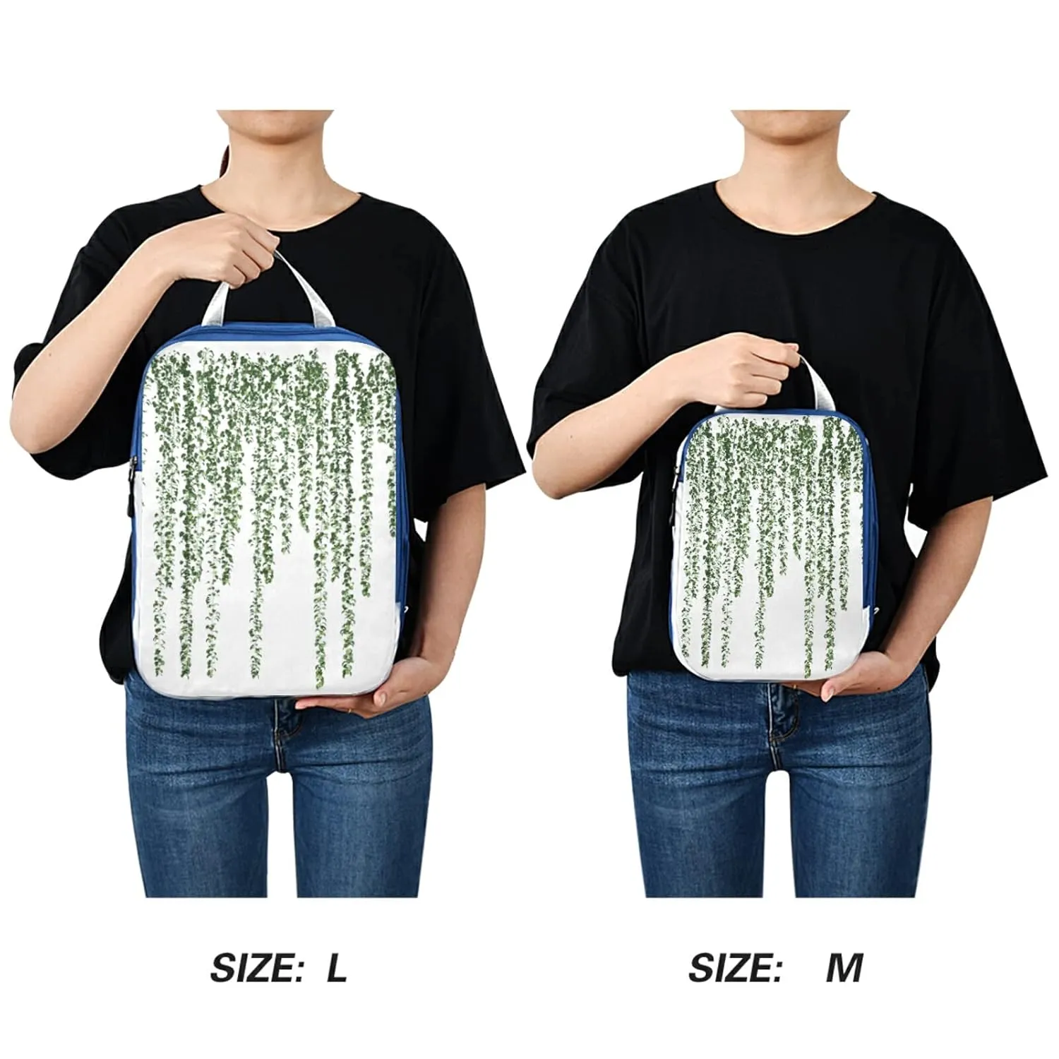 3d Rendering of Green Dichasia Seamless Hanging Plants on White 3 Piece set Cubes Expandable Adjustable Luggage Packing Bags, Ultralight Organizer Accessories Travel Suitcase Compressible Bags