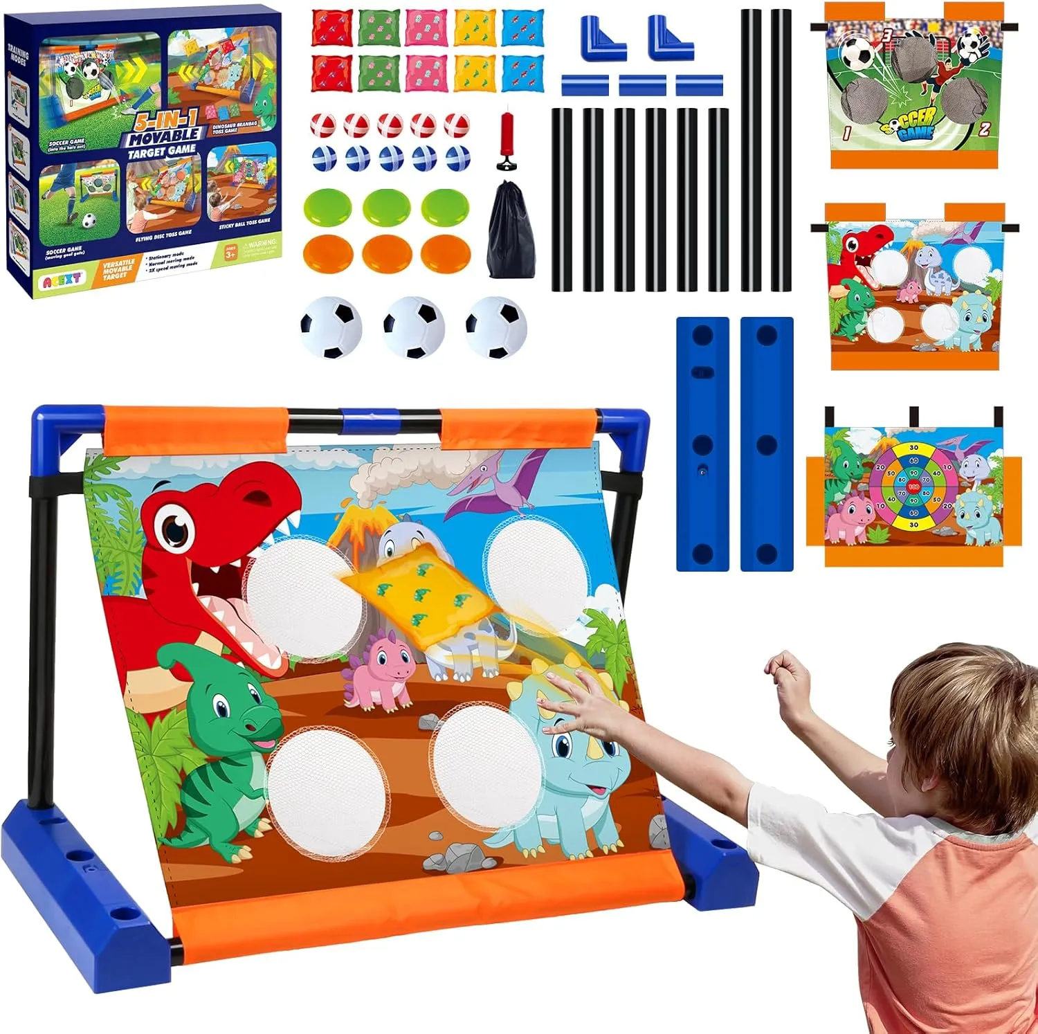 5-in-1 Movable Target Bean Bag Toss Game, Three Modes Kids Indoor/Outdoor Toys, Family Party Party Supplies for Kids, Birthday Christmas Toy Gifts for Boys Girls Toddlers Age 3 4 5 6 7 8 Year Old