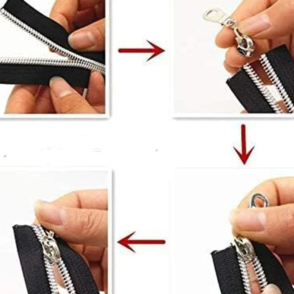 #5 Zippers Tape,Rainbow Teeth Nylon Zipper by The Yard Black Zipper Tape with 10PCS Pulls for Tailor Sewing Crafts 5 Yards(White Tape)