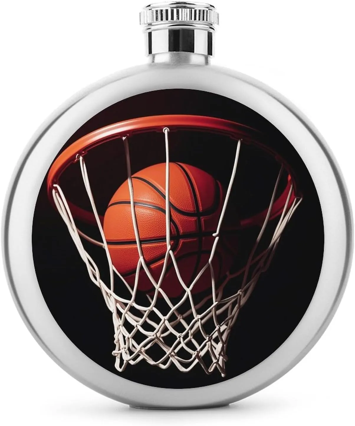 5oz Stainless Steel Flask Basketball Printed with UV Printing - Portable Liquor Flask for Whiskey, Vodka - Men & Women Gift for Travel, Father’s Day, Weddings