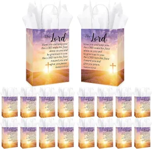 75 Set Christian Fathers Day Gift Bags Bulk with Tissue Paper Religious Bible Verse Baptism Gift Bags with Handles for Church Fathers Day Welcome Visitors Sunday School
