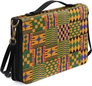 Abstract Aztec Geometric Print Bible Case for Women Hope and Love Leather Bible Cover with Shoulder Strap and Handle Sturdy Bible Protector Zippered Bible Bag with Pen Slots, M