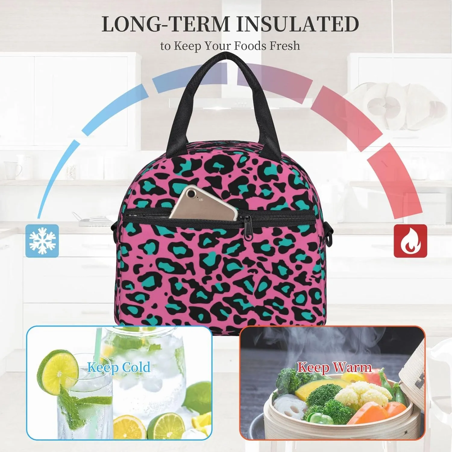 Abstract Design,Insulated Reusable Lunch Bag with Adjustable Shoulder Strap for Adults,Traditional Cultural Boho,Leakproof Office Picnic Hiking Beach Tote Bag,Brown,9x5x7.8in