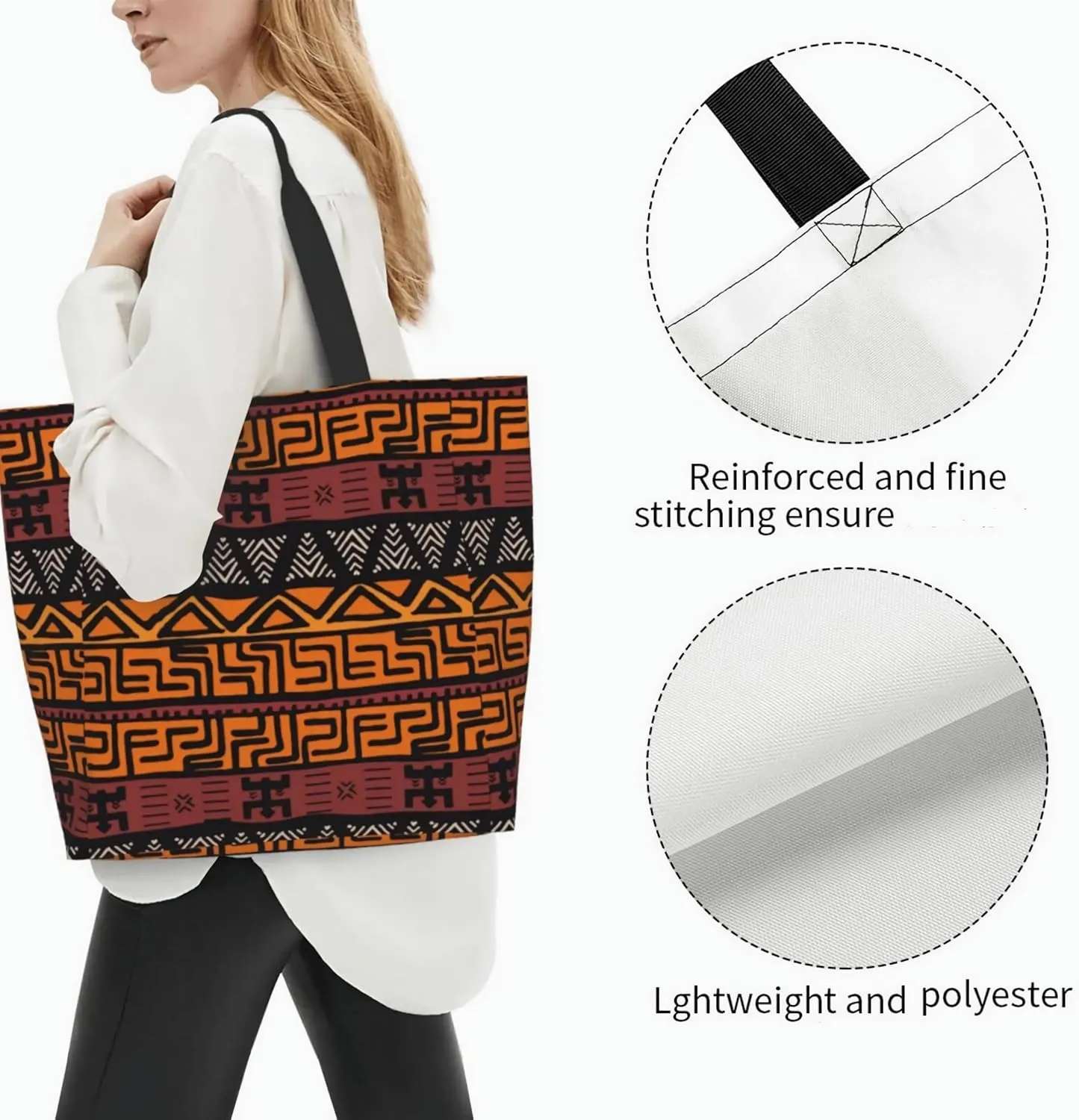 African Ethnic Shoulder Tote Bags Tribe Casual Bag African Shoulder Handbags Shopping Handbag Grocery Bags
