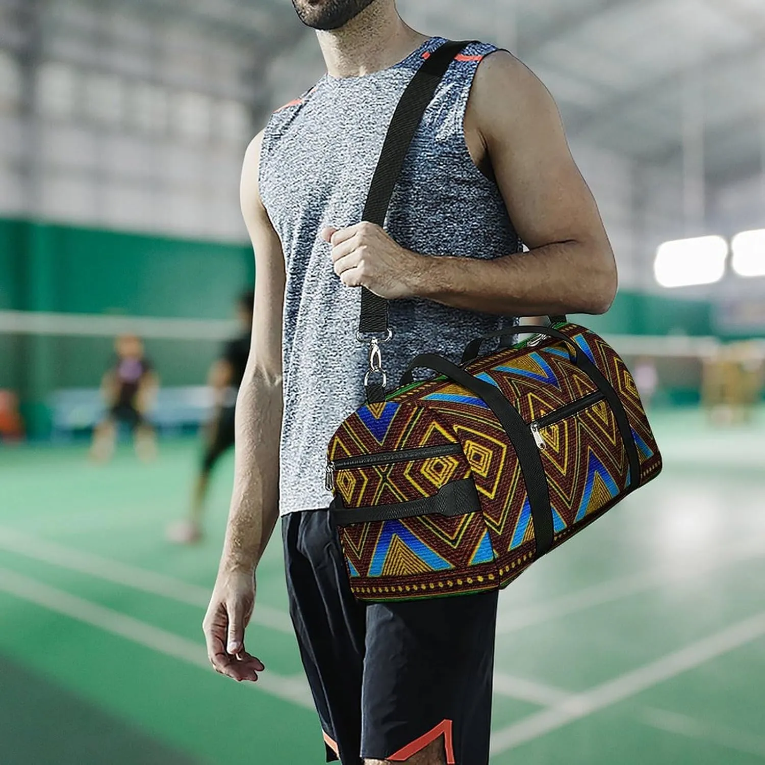 Afrocentric Tribal Motif Lightweight And Large Capacity Fitness Bag