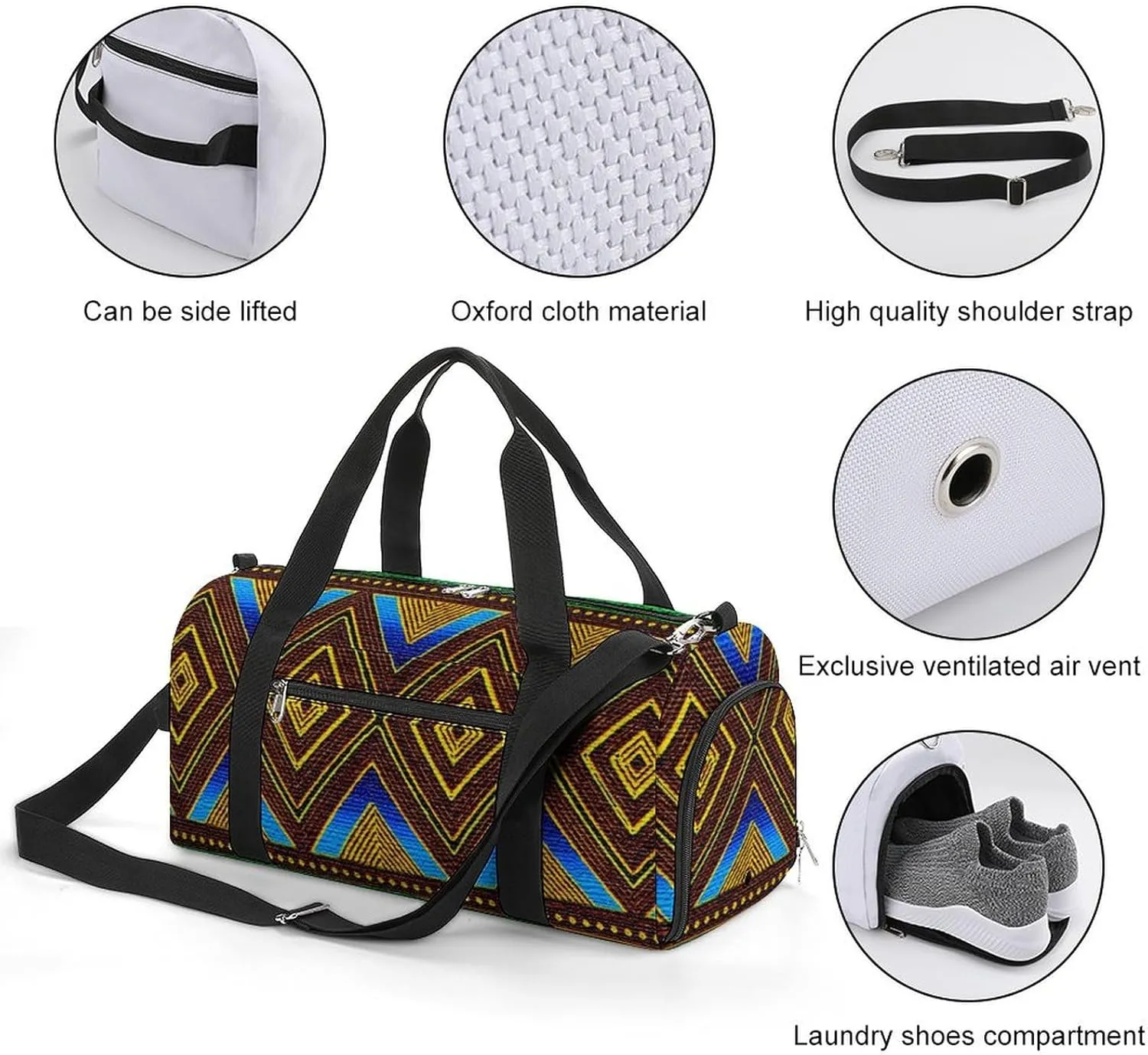 Afrocentric Tribal Motif Lightweight And Large Capacity Fitness Bag