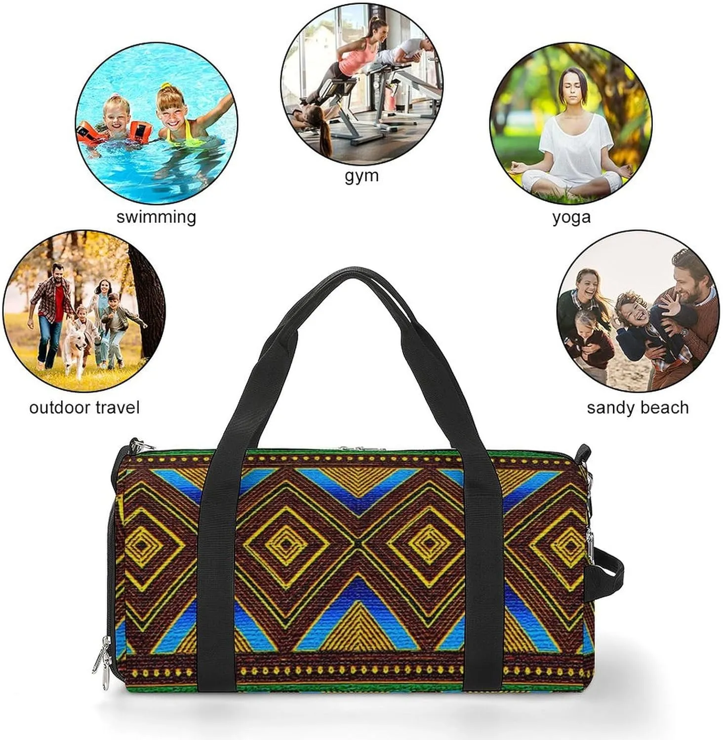 Afrocentric Tribal Motif Lightweight And Large Capacity Fitness Bag