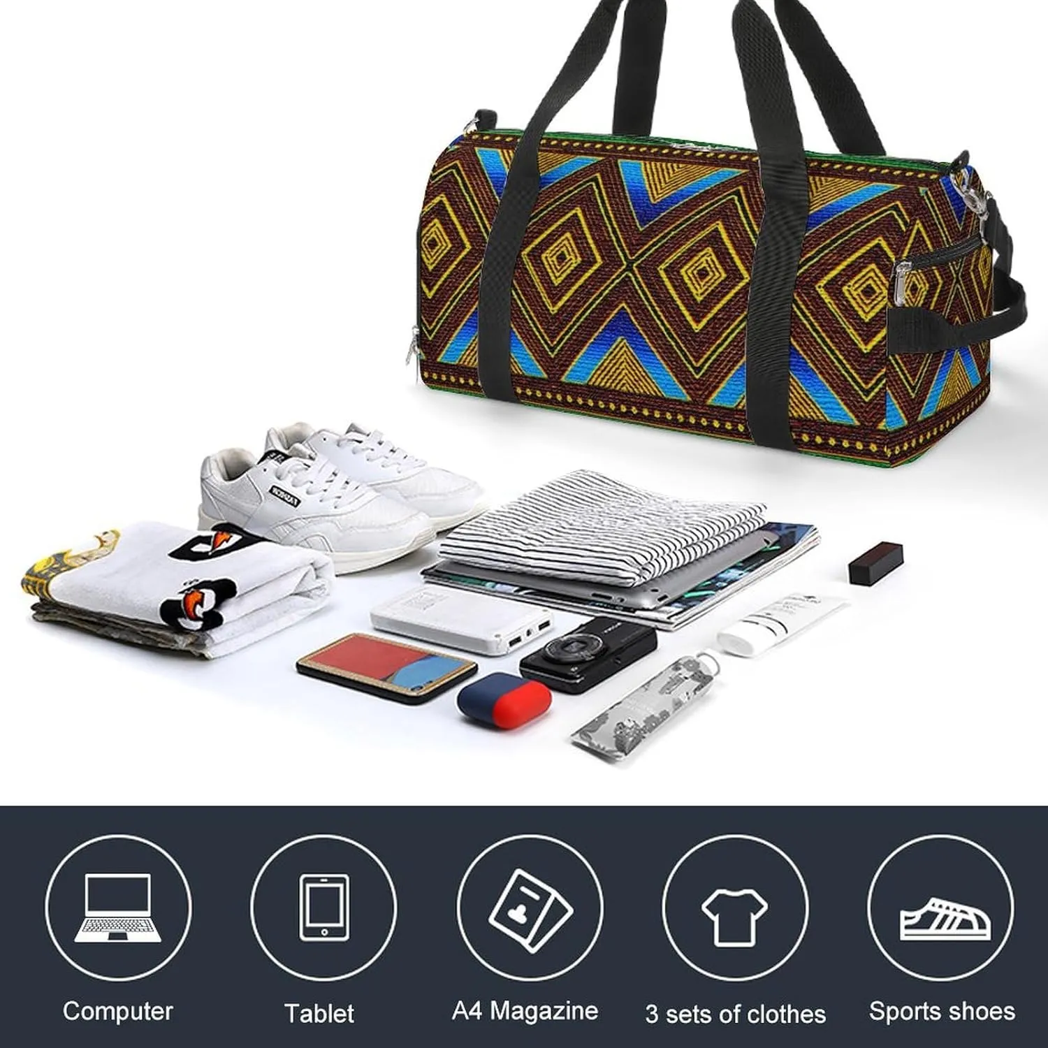 Afrocentric Tribal Motif Lightweight And Large Capacity Fitness Bag