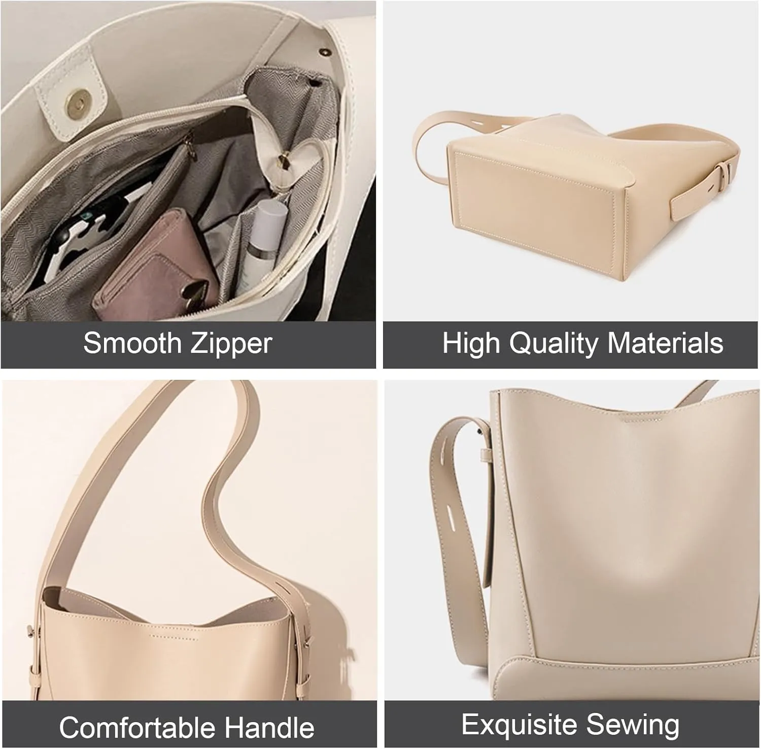 Aipjoy Bucket Bags For Women,Bucket Purses,Vegan Leather Shoulder Tote Bag Handbag With Adjustable Strap