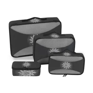 Alchemy Symbols Planet Icon Magic, Astrology, Mystery, Occultism 4 Set Packing Cubes, Travel Packing Organizers, 600D Oxford Cloth Toiletry Storage Bag, Luggage Mesh Bags for Accessories