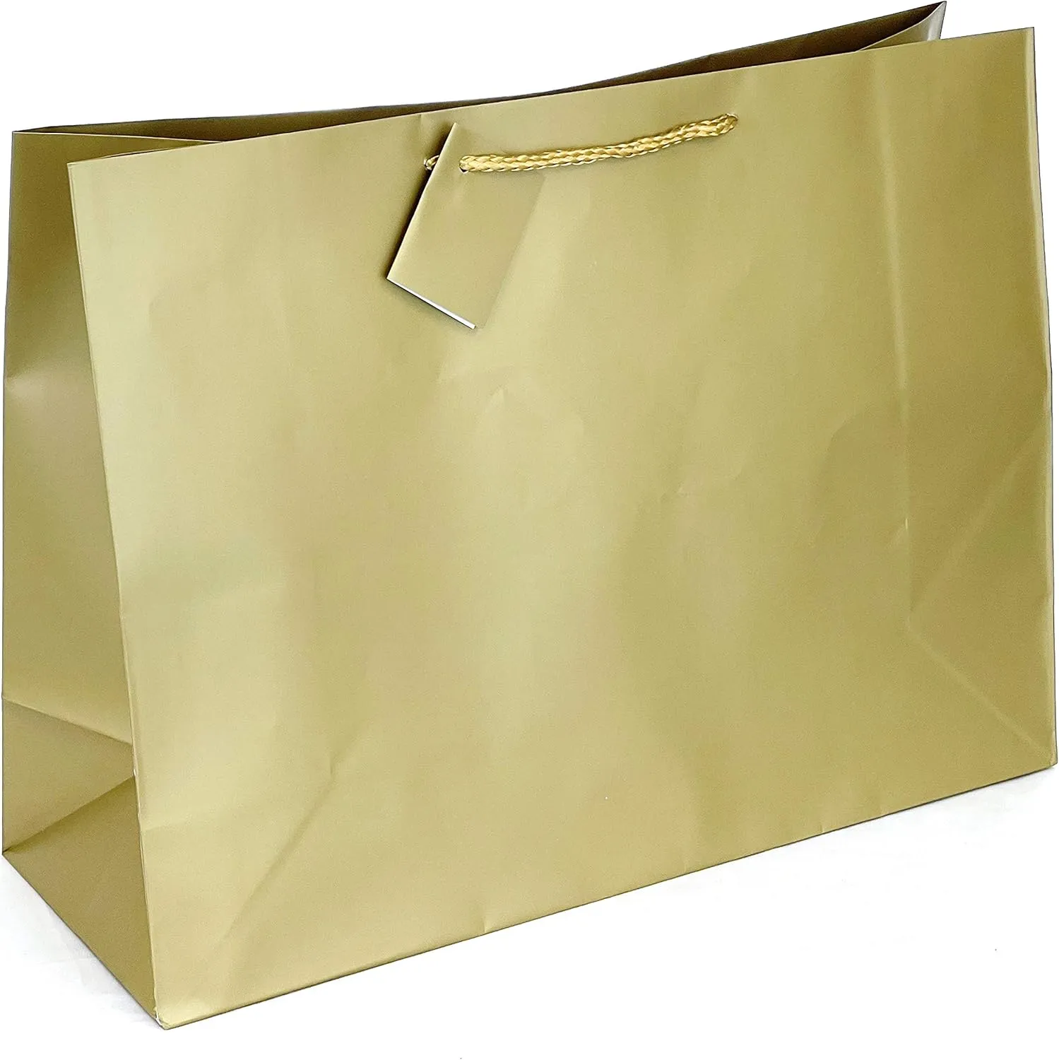 allgala Gift Bags, 12 Pack 16x12x6 Inch Extra Wide Vogue Bag Gold Gift Bags with Handles for Birthday, Wedding, Party Supplies, Baby Shower, Holidays, Chirstmas