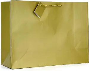 allgala Gift Bags, 12 Pack 16x12x6 Inch Extra Wide Vogue Bag Gold Gift Bags with Handles for Birthday, Wedding, Party Supplies, Baby Shower, Holidays, Chirstmas