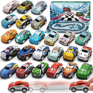 AMENON Christmas Advent Calendar 2024 for Kids with 24 Different Vehicle Pull Back Car Racing Car Toys 24 Days Countdown Calendar Stocking Stuffer Xmas Party Favors for Boys Kids