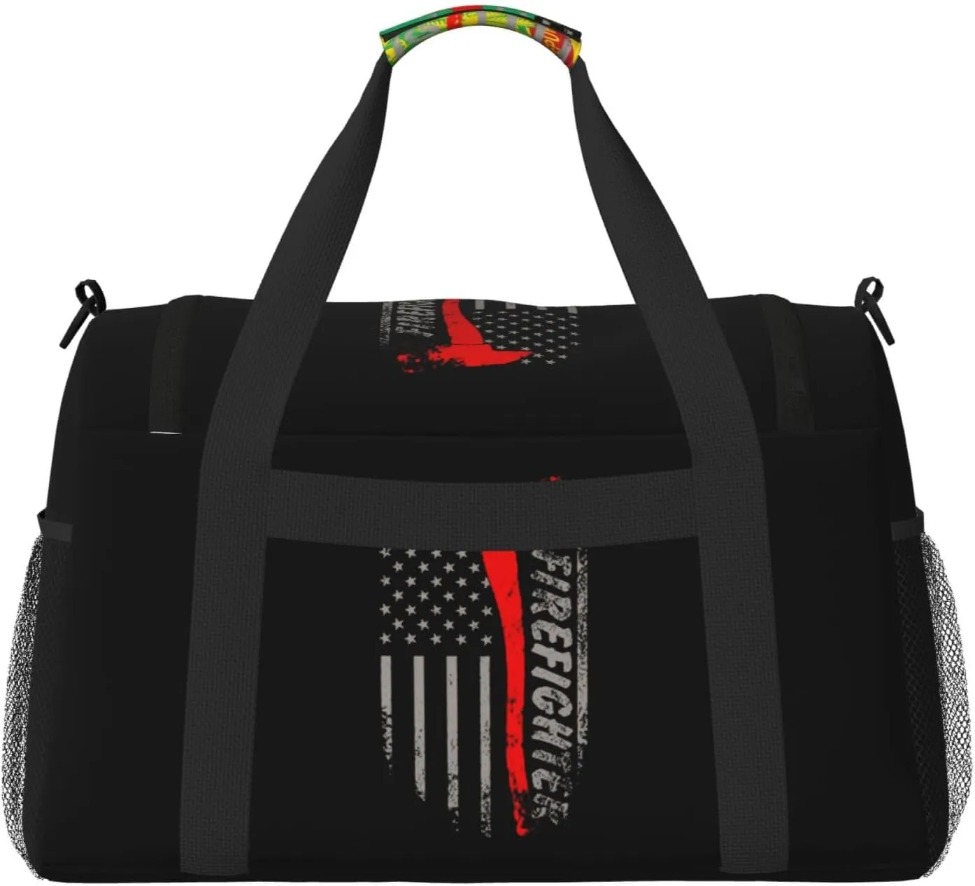American Flag Firefighter Travel Duffel Bag Large Foldable Waterproof Overnight Bag For Beach Swim Bags Pool Sports Gym