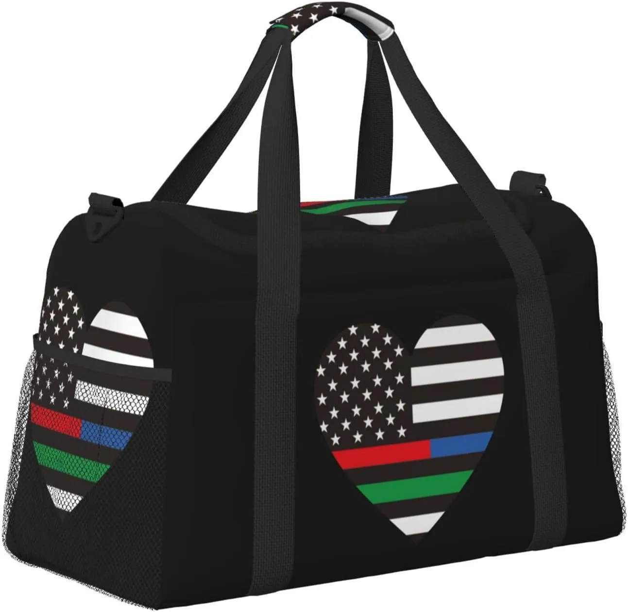 American Flag Love Travel Duffel Bag Large Foldable Waterproof Overnight Bag For Beach Swim Bags Pool Sports Gym