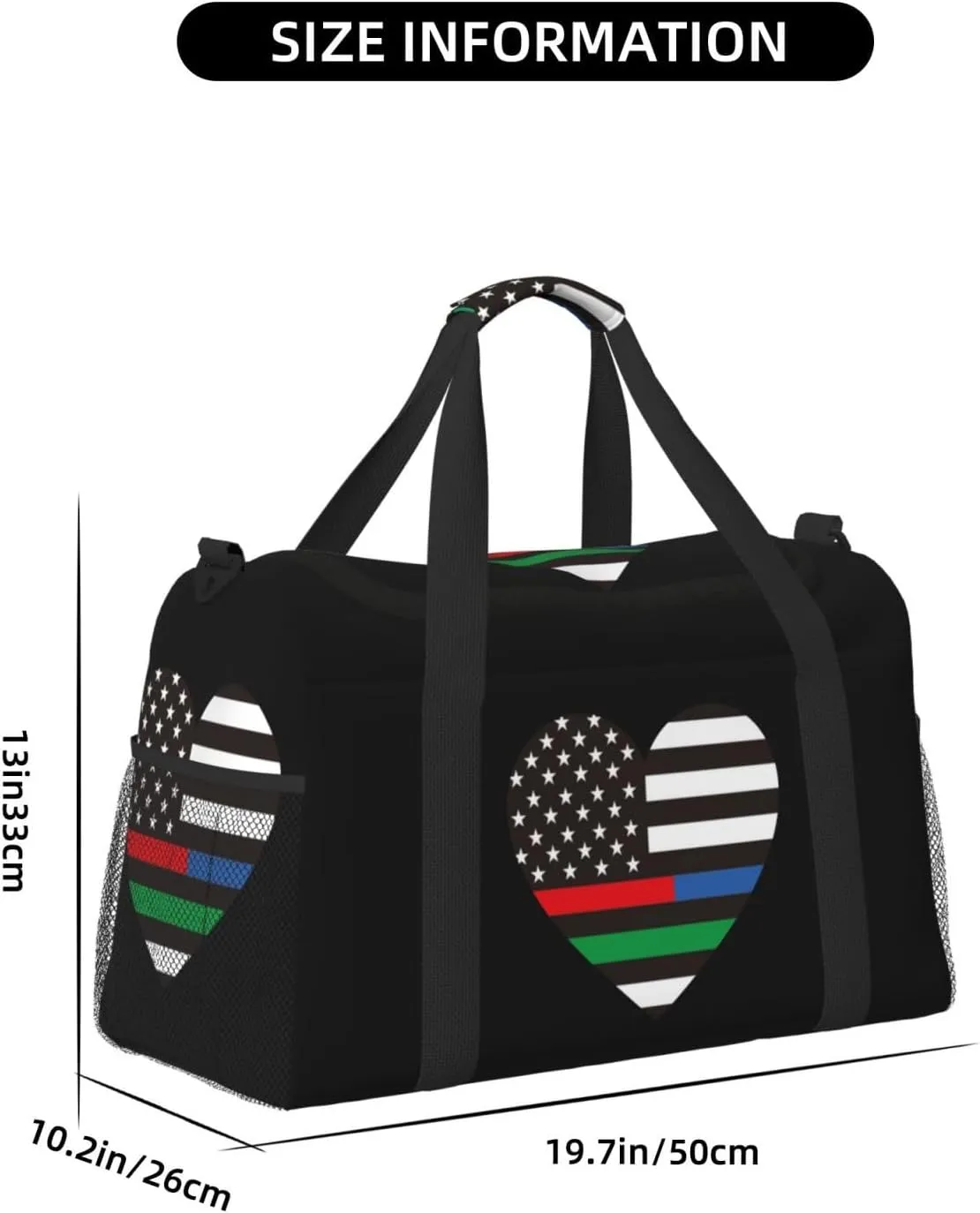 American Flag Love Travel Duffel Bag Large Foldable Waterproof Overnight Bag For Beach Swim Bags Pool Sports Gym