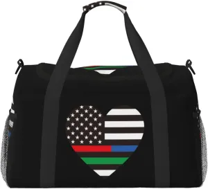 American Flag Love Travel Duffel Bag Large Foldable Waterproof Overnight Bag For Beach Swim Bags Pool Sports Gym