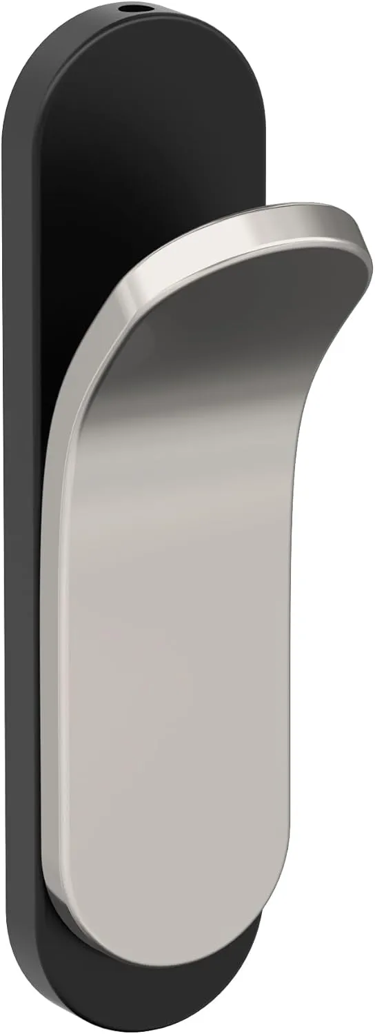 Amerock HBX37012MBPN | Unison Single Prong Decorative Wall Hook | Matte Black/Polished Nickel Hook for Coats, Hats, Backpacks, Bags | Hooks for Bathroom, Bedroom, Closet, Entryway, Laundry Room