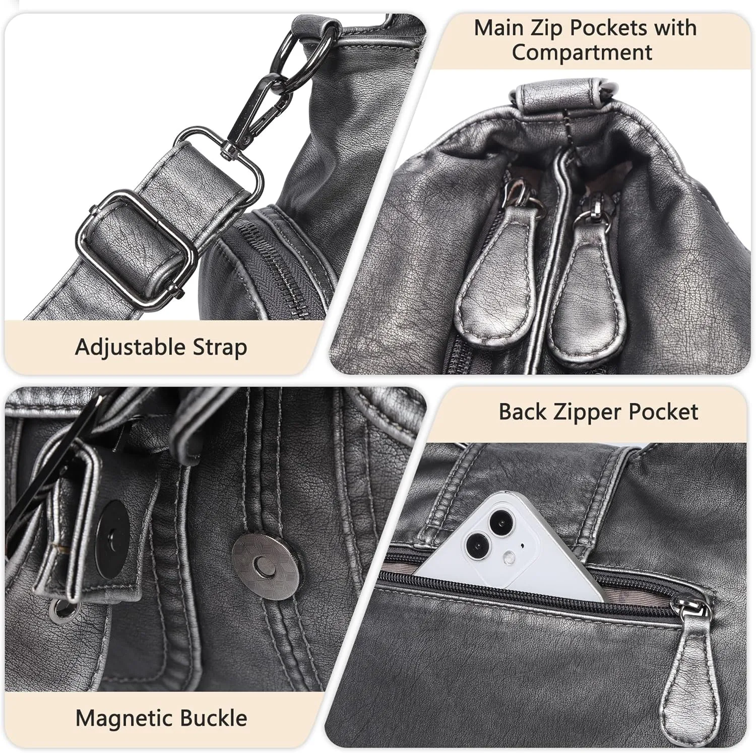 Angel Kiss Hobo Bags for Women Vegan Leather Shoulder Purses and Handbags Ladies Roomy Tote Bags Purse with Crossbody Strap