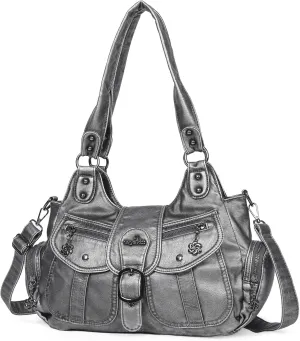 Angel Kiss Hobo Bags for Women Vegan Leather Shoulder Purses and Handbags Ladies Roomy Tote Bags Purse with Crossbody Strap