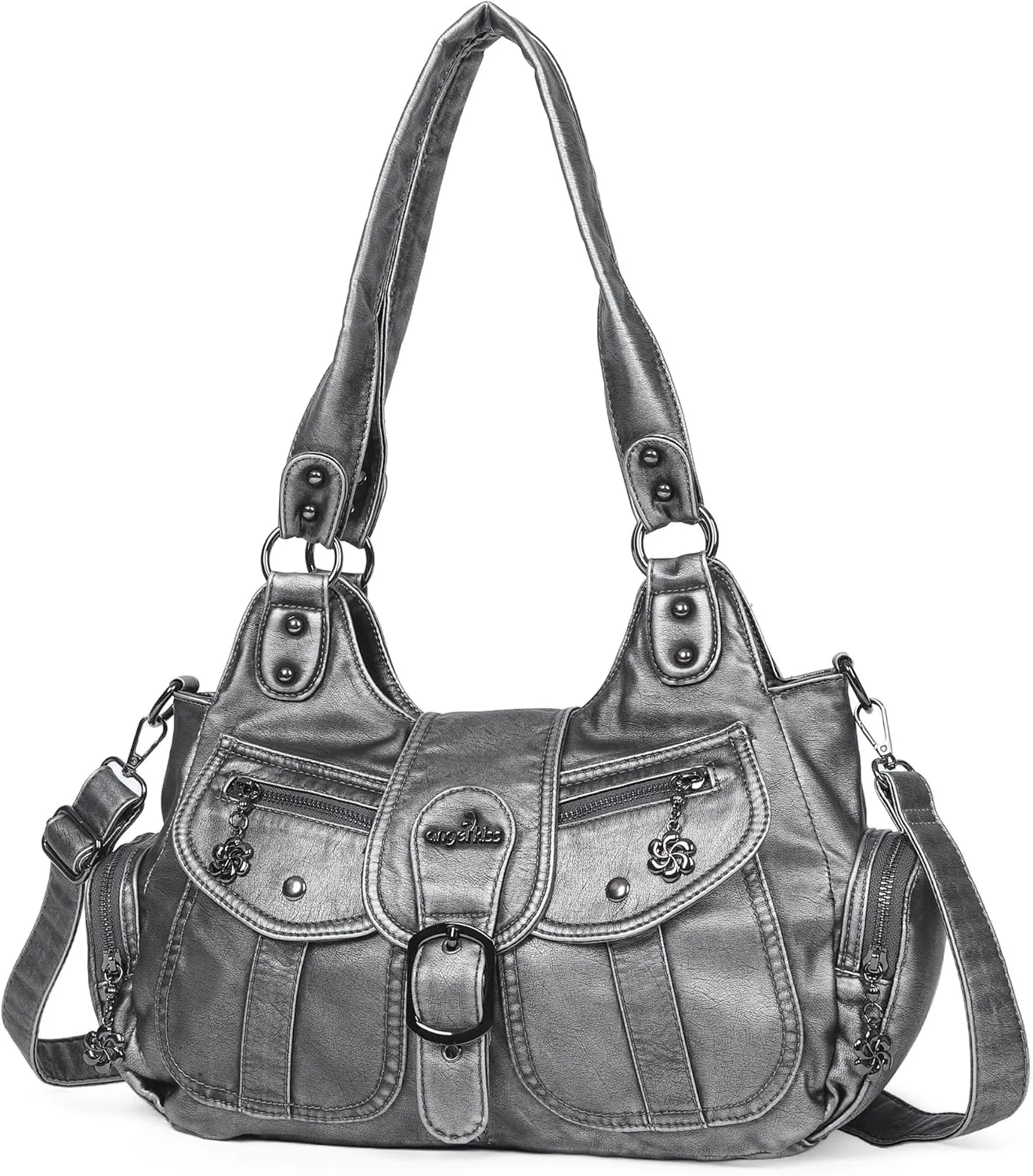 Angel Kiss Hobo Bags for Women Vegan Leather Shoulder Purses and Handbags Ladies Roomy Tote Bags Purse with Crossbody Strap
