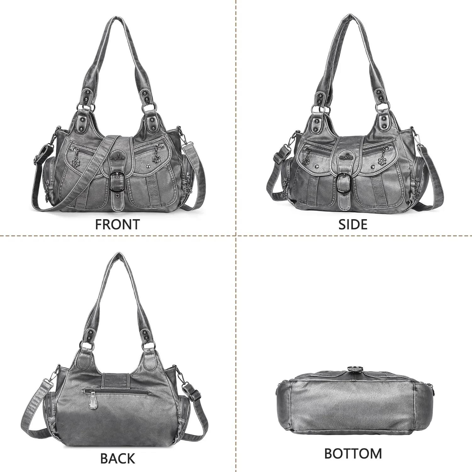 Angel Kiss Hobo Bags for Women Vegan Leather Shoulder Purses and Handbags Ladies Roomy Tote Bags Purse with Crossbody Strap
