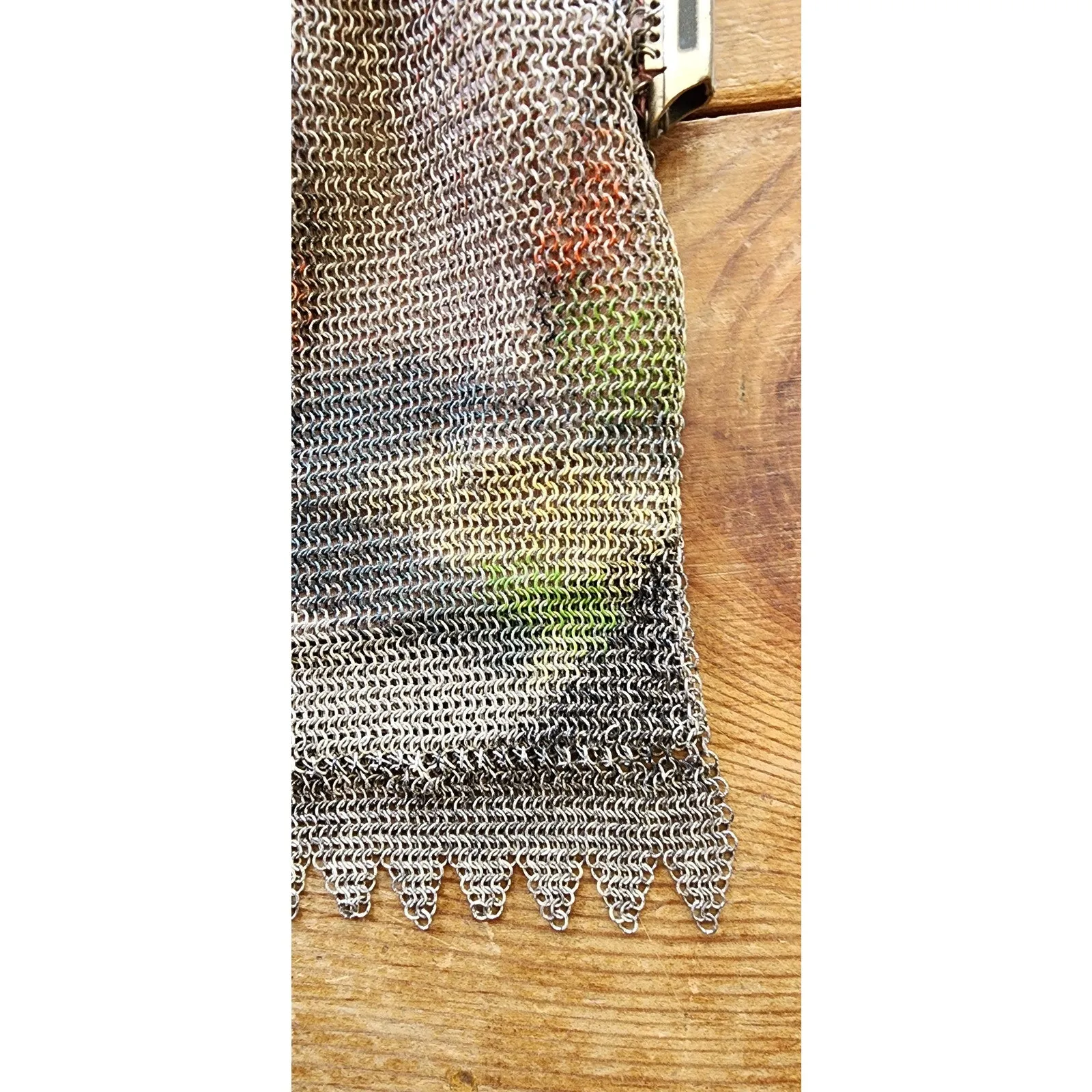 Antique Mesh Chain Purse Whiting Davis Village Scene Enamel Frame