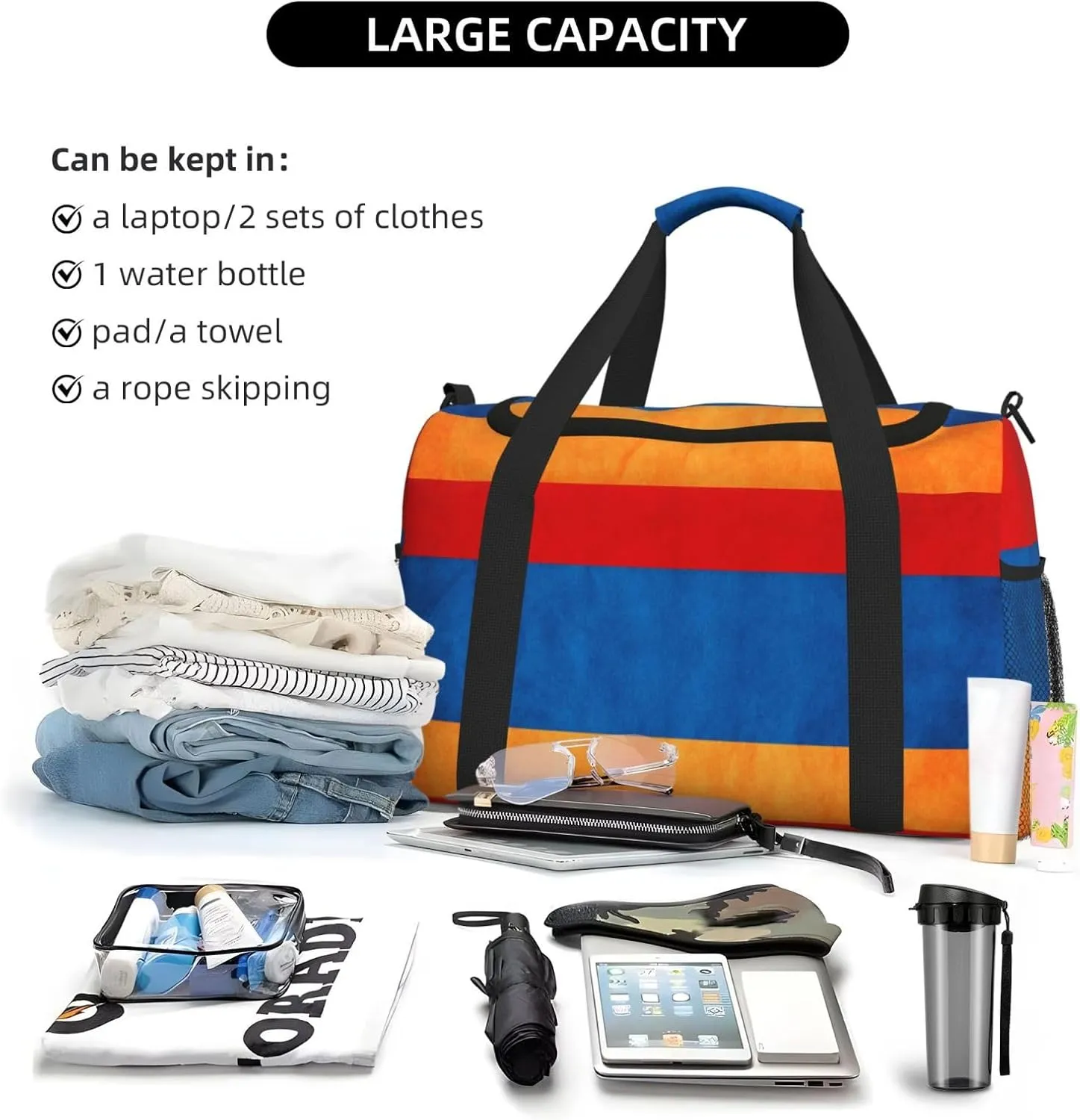 Armenia Grungy Flag Travel Duffel Bag Large Foldable Waterproof Overnight Bag For Beach Swim Bags Pool Sports Gym