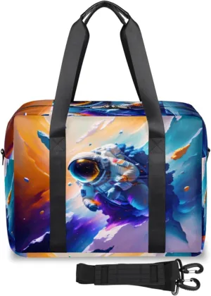 Astronaut Space Meteorite Womens Travel Bags, Weekender Carry on for Women, Sports Gym Bag, Workout Duffel bag, Overnight Shoulder Bag
