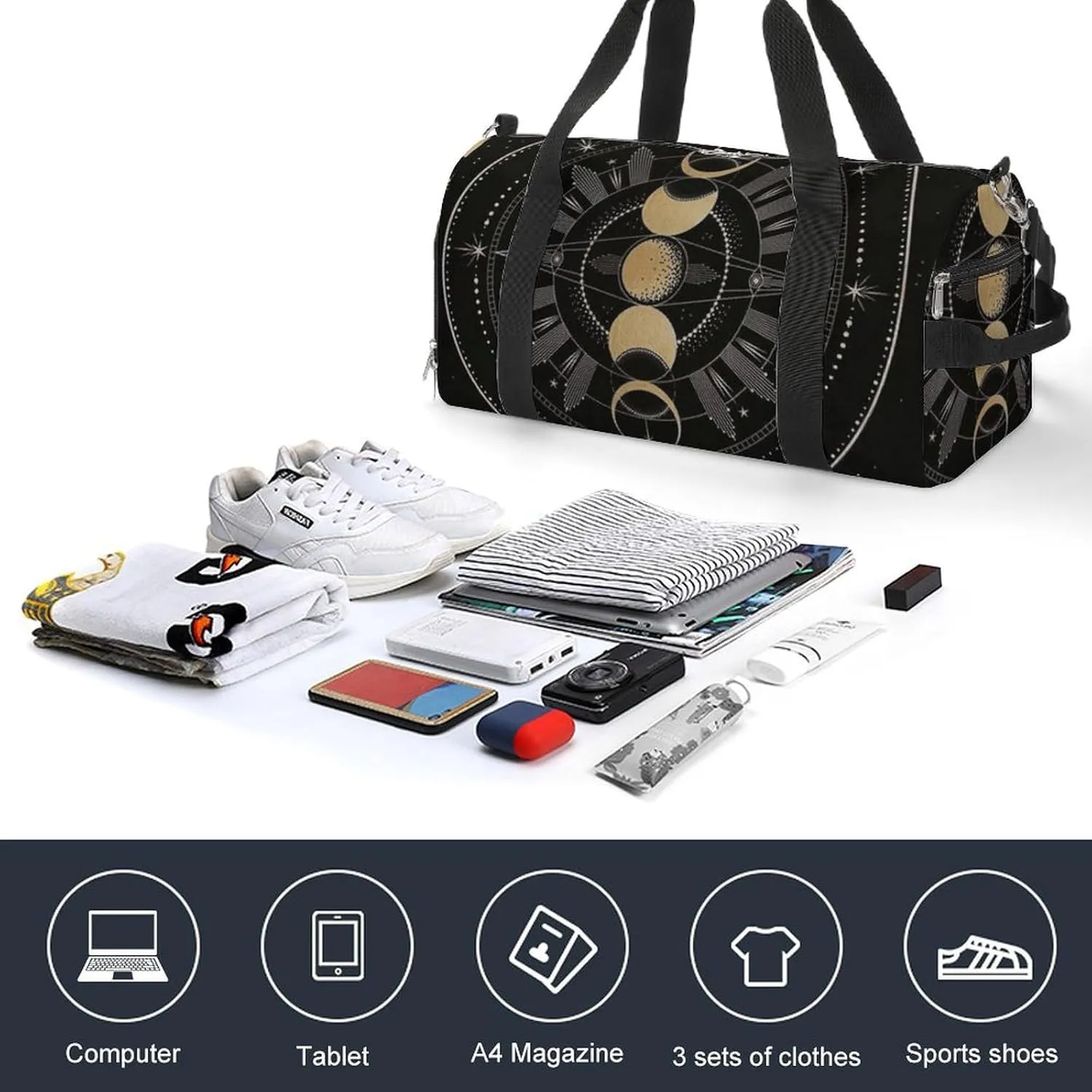 Astronomical Phenomenon Map of Solar Eclipse And Lunar Eclipse Art A Fitness Bag with Large Storage Space Is Suitable for Portable Outdoor Use