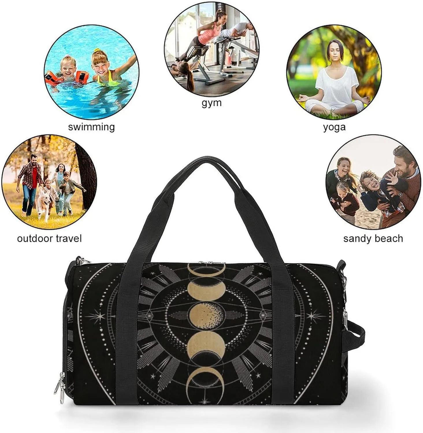 Astronomical Phenomenon Map of Solar Eclipse And Lunar Eclipse Art A Fitness Bag with Large Storage Space Is Suitable for Portable Outdoor Use