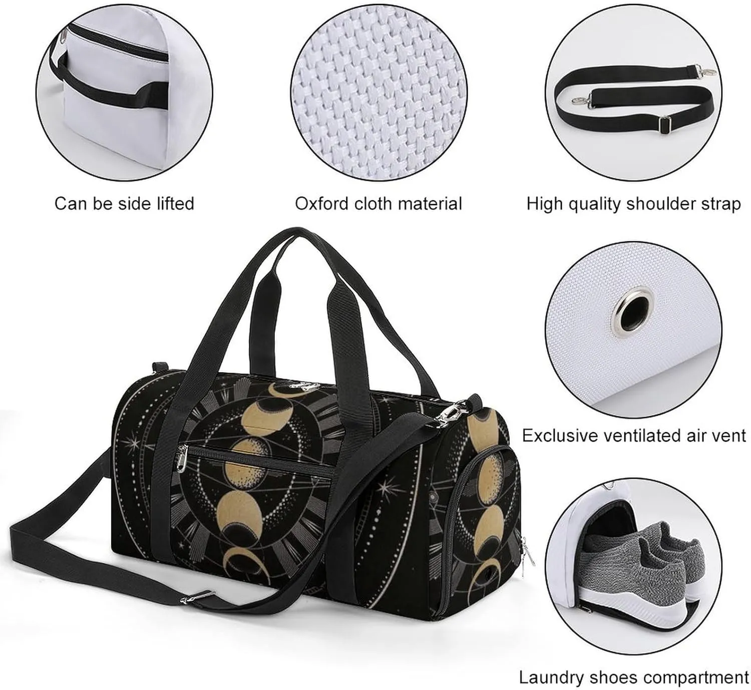 Astronomical Phenomenon Map of Solar Eclipse And Lunar Eclipse Art A Fitness Bag with Large Storage Space Is Suitable for Portable Outdoor Use