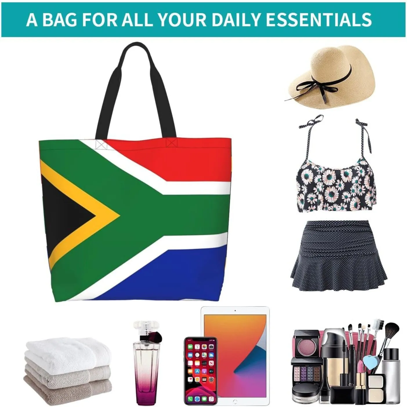 ASYG Cute Flag Tote Bag Large Women Casual Shoulder Bag Handbag Reusable Patriotic Shopping Grocery Bag