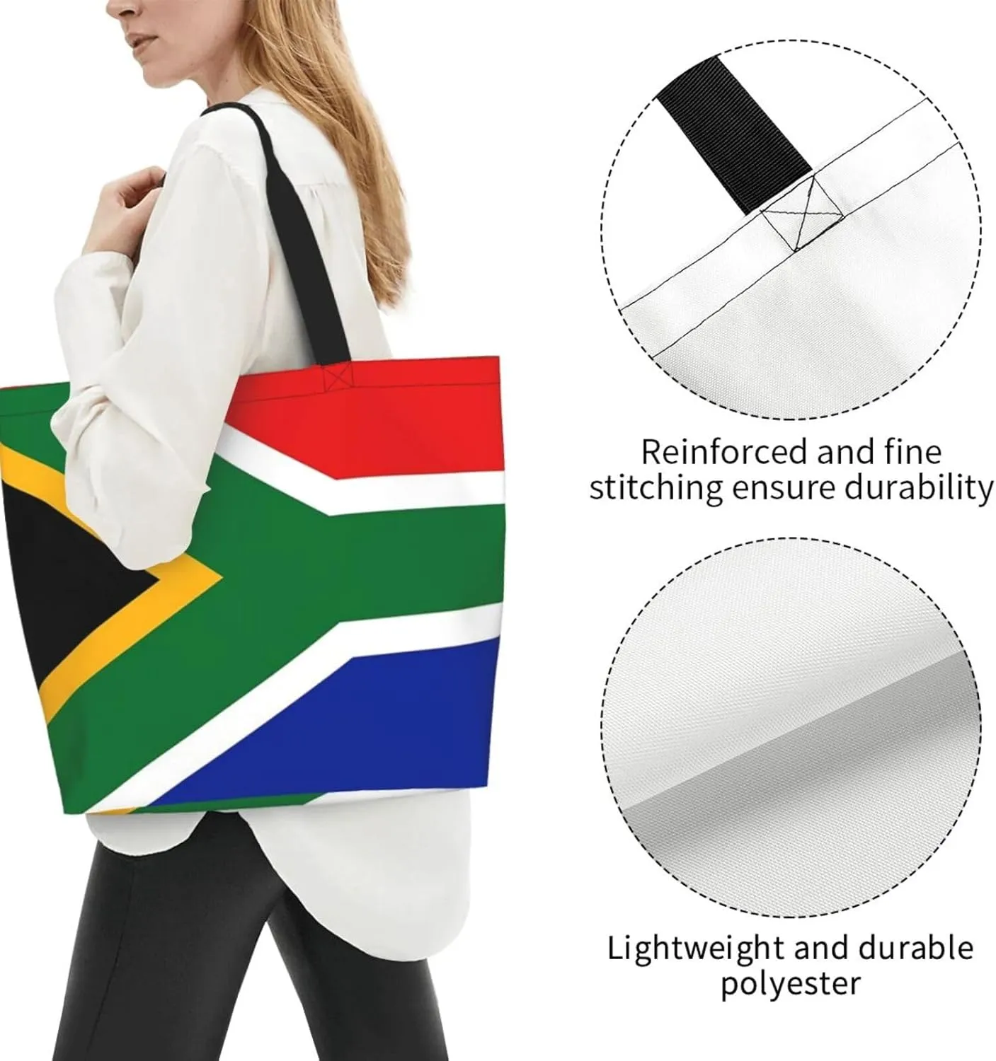 ASYG Cute Flag Tote Bag Large Women Casual Shoulder Bag Handbag Reusable Patriotic Shopping Grocery Bag