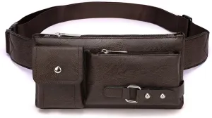 Ausion PU Leather Waist Bag for Outdoor & Casual Use - Spacious Crossbody Fanny Pack with Multi-Zipper Compartments, Secure Carry for Phones, Wallets & Keys, Ideal Gift for Travelers
