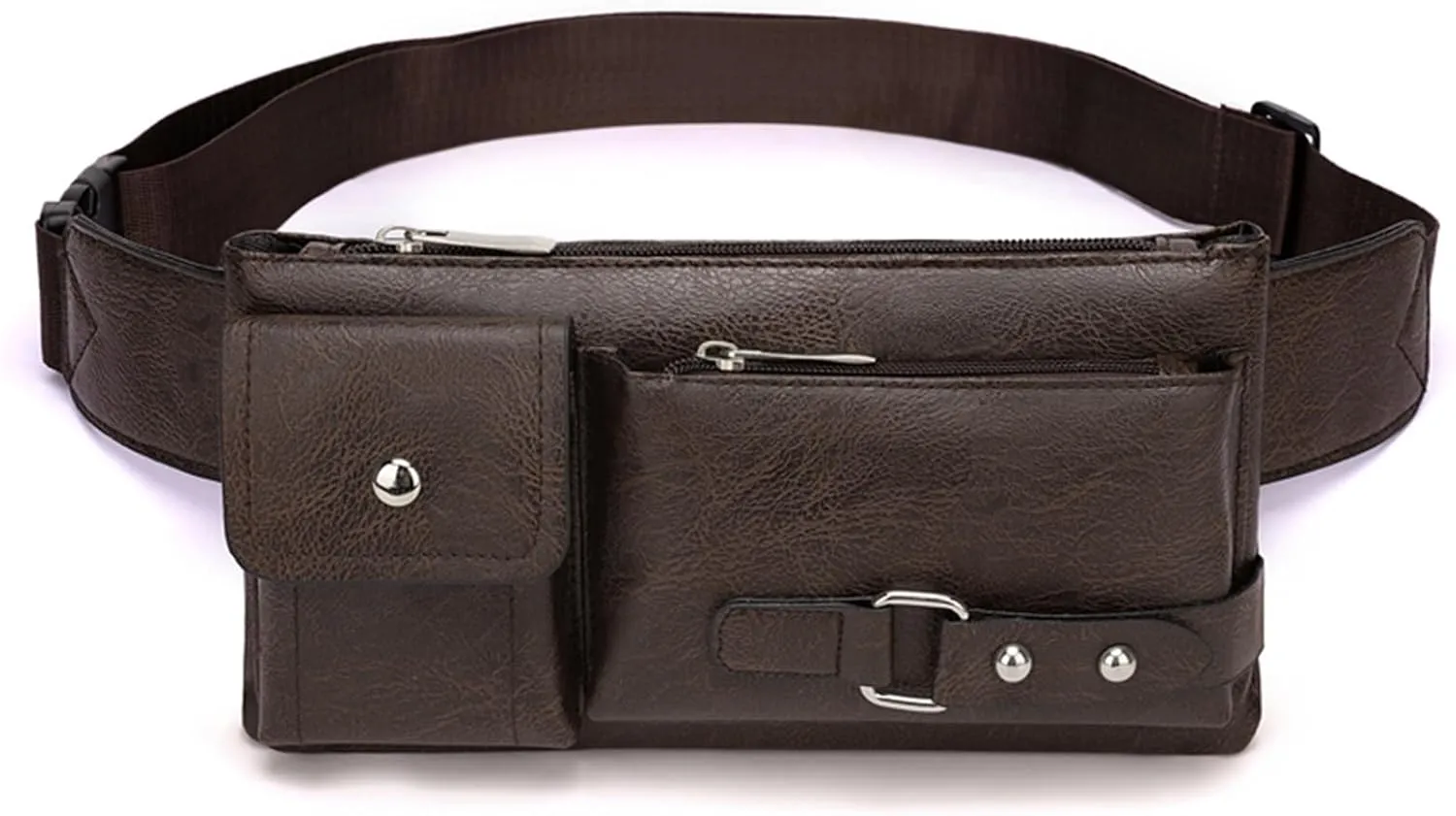 Ausion PU Leather Waist Bag for Outdoor & Casual Use - Spacious Crossbody Fanny Pack with Multi-Zipper Compartments, Secure Carry for Phones, Wallets & Keys, Ideal Gift for Travelers